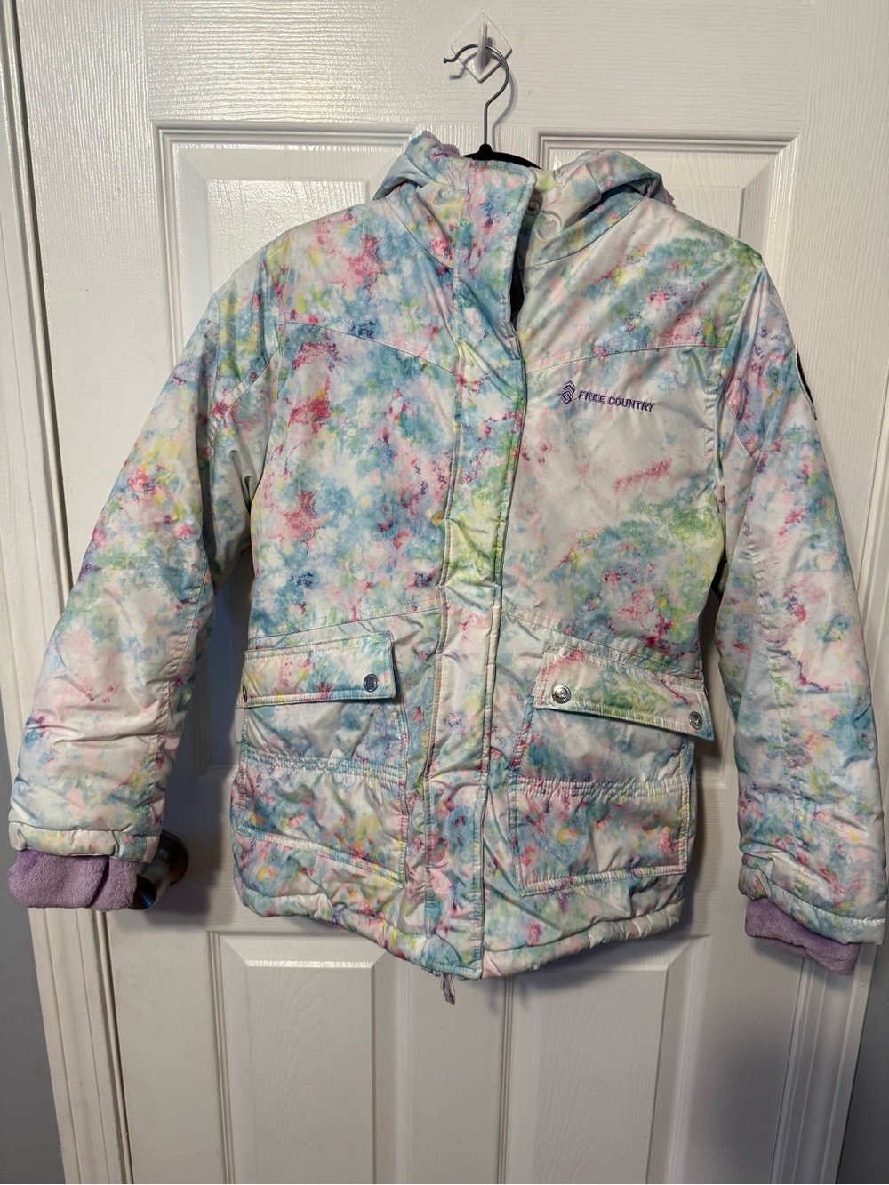Free Country Kids Pastel Multicolor Hooded Puffer Jacket